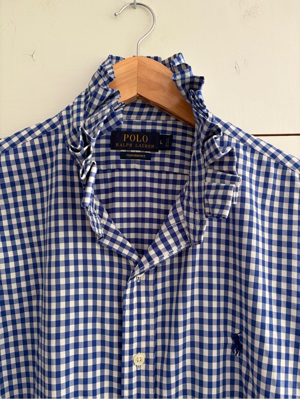 Ralph Lauren Blue and White Gingham Button-Down Shirt - Picture 2 of 4